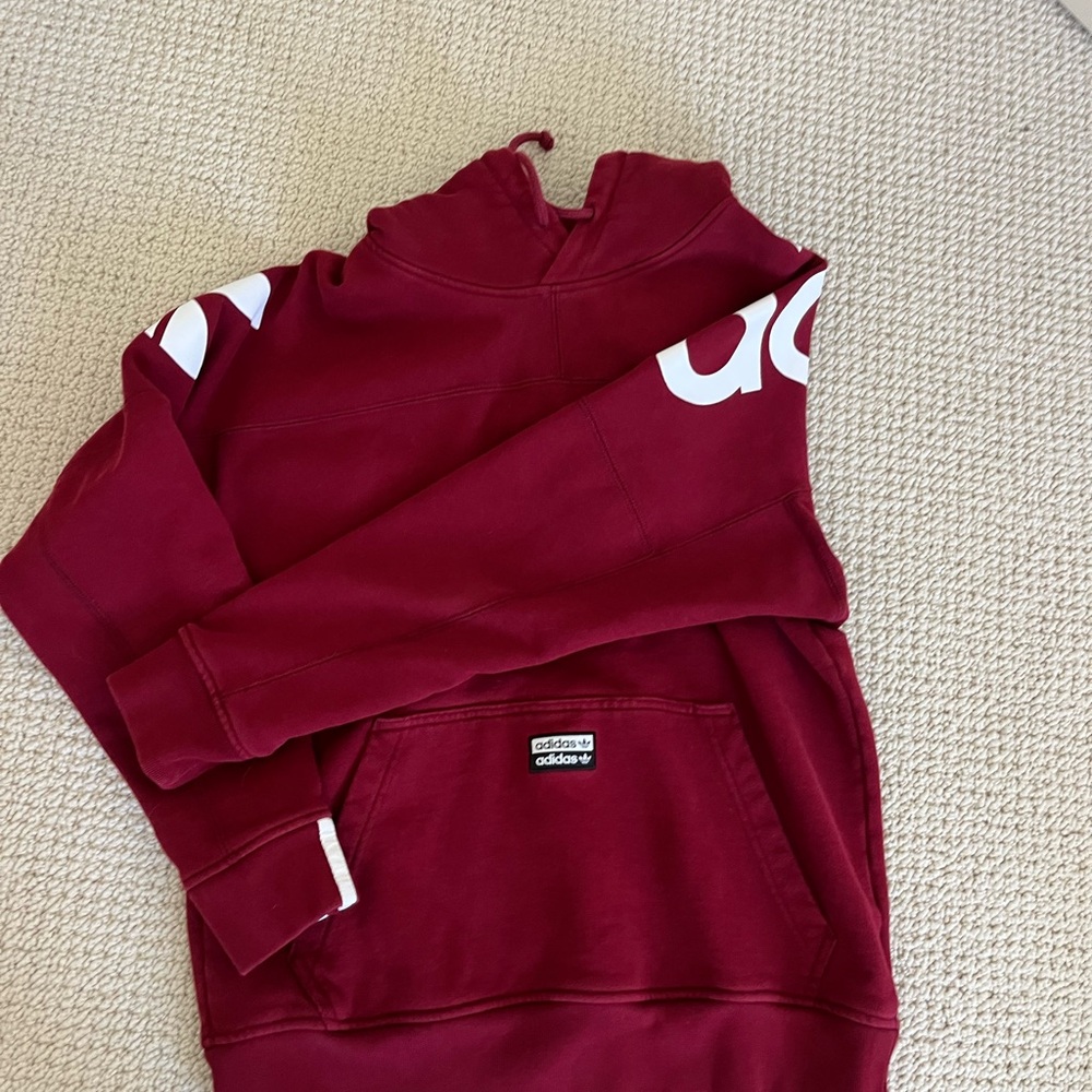 Adidas spell out cranberry red hoodie!